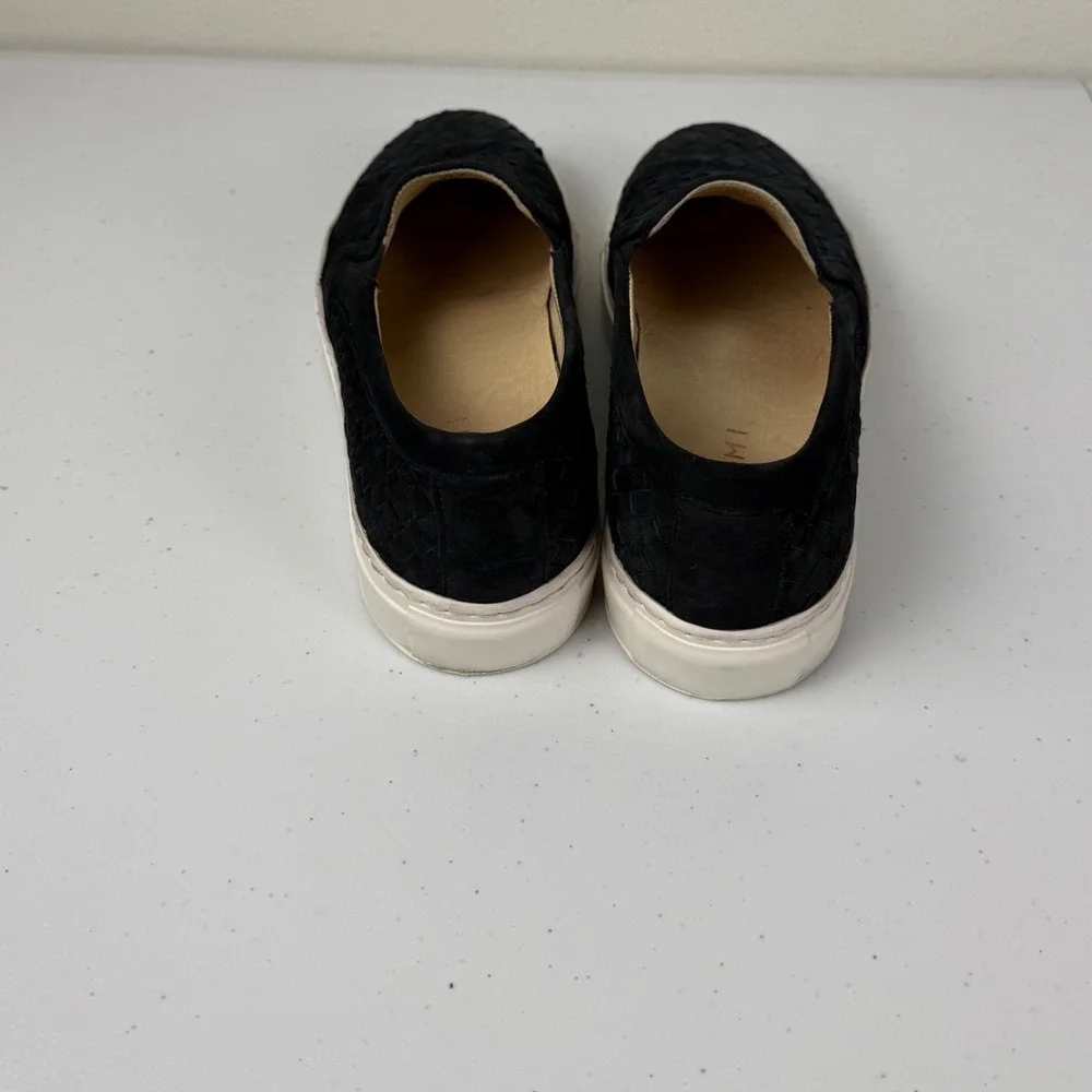 M. Gemi Womens The‎ Cerchio Black Woven Nubuck Suede Sneakers Loafers EU37/US 7